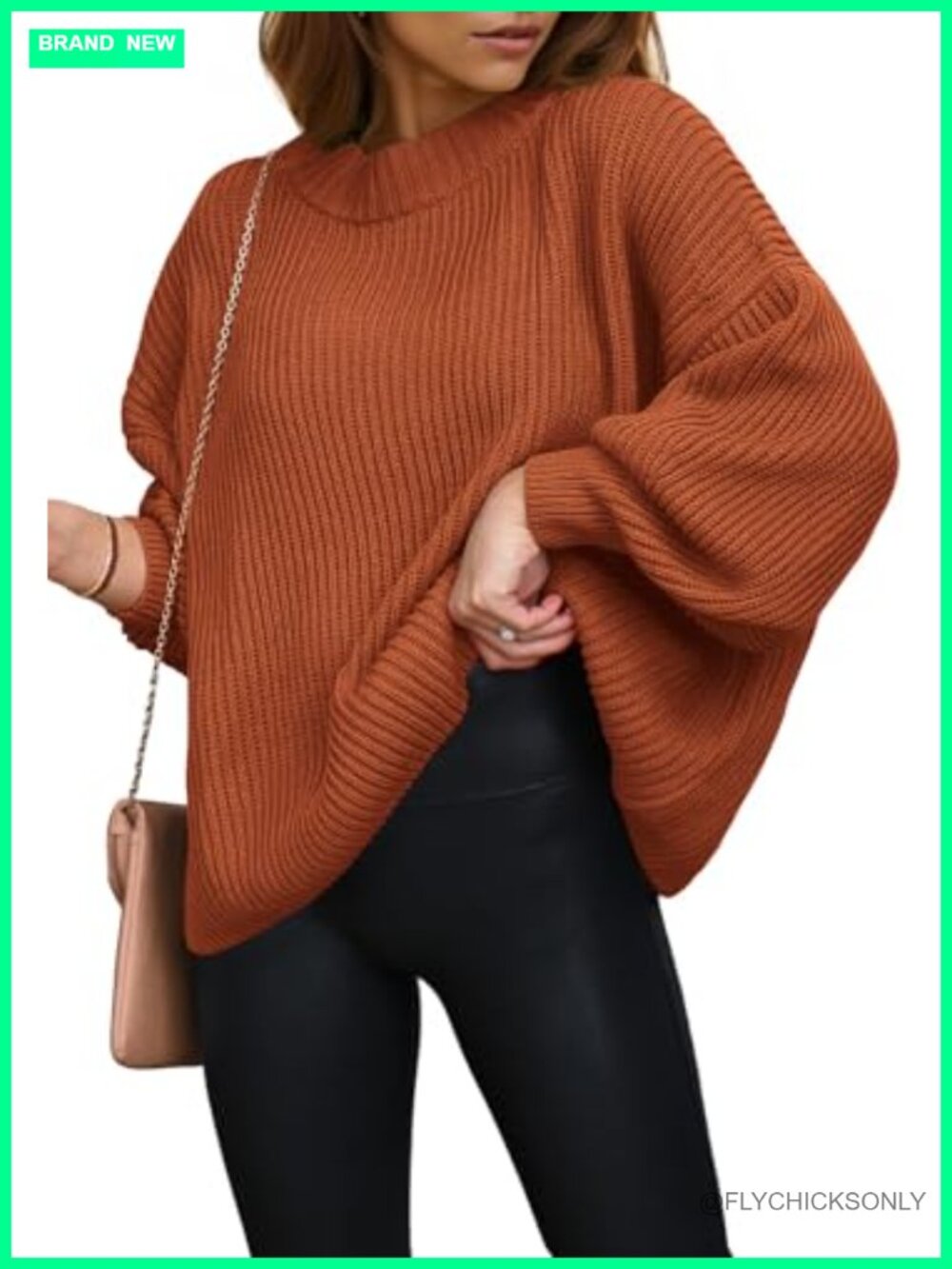 Oversized Chunky Knit Pullover Sweater Crewneck Long Sleeve Loose Fit